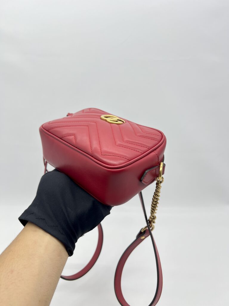 Gucci Mini Marmont Camera Bag Red GHW