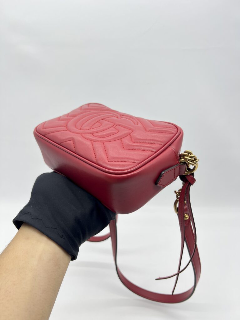 Gucci Mini Marmont Camera Bag Red GHW