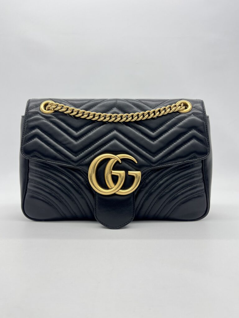 Gucci GG Marmont Medium Matelasse Black GHW