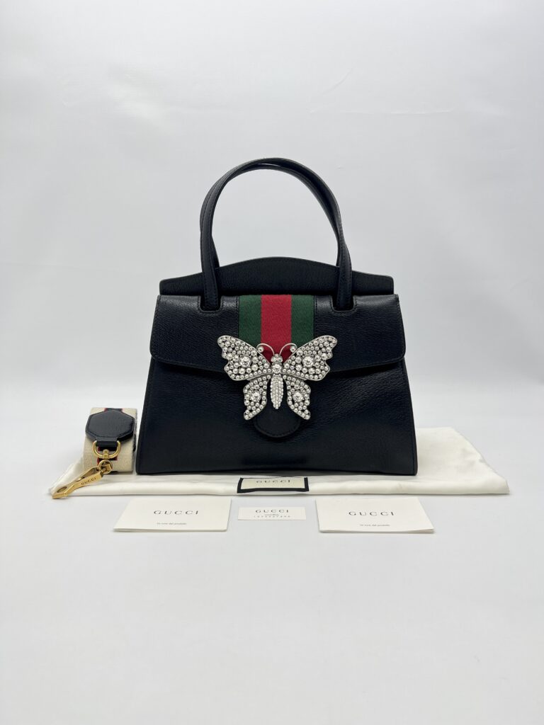Gucci Medium Linea Totem Tote Black Web Stripe GHW