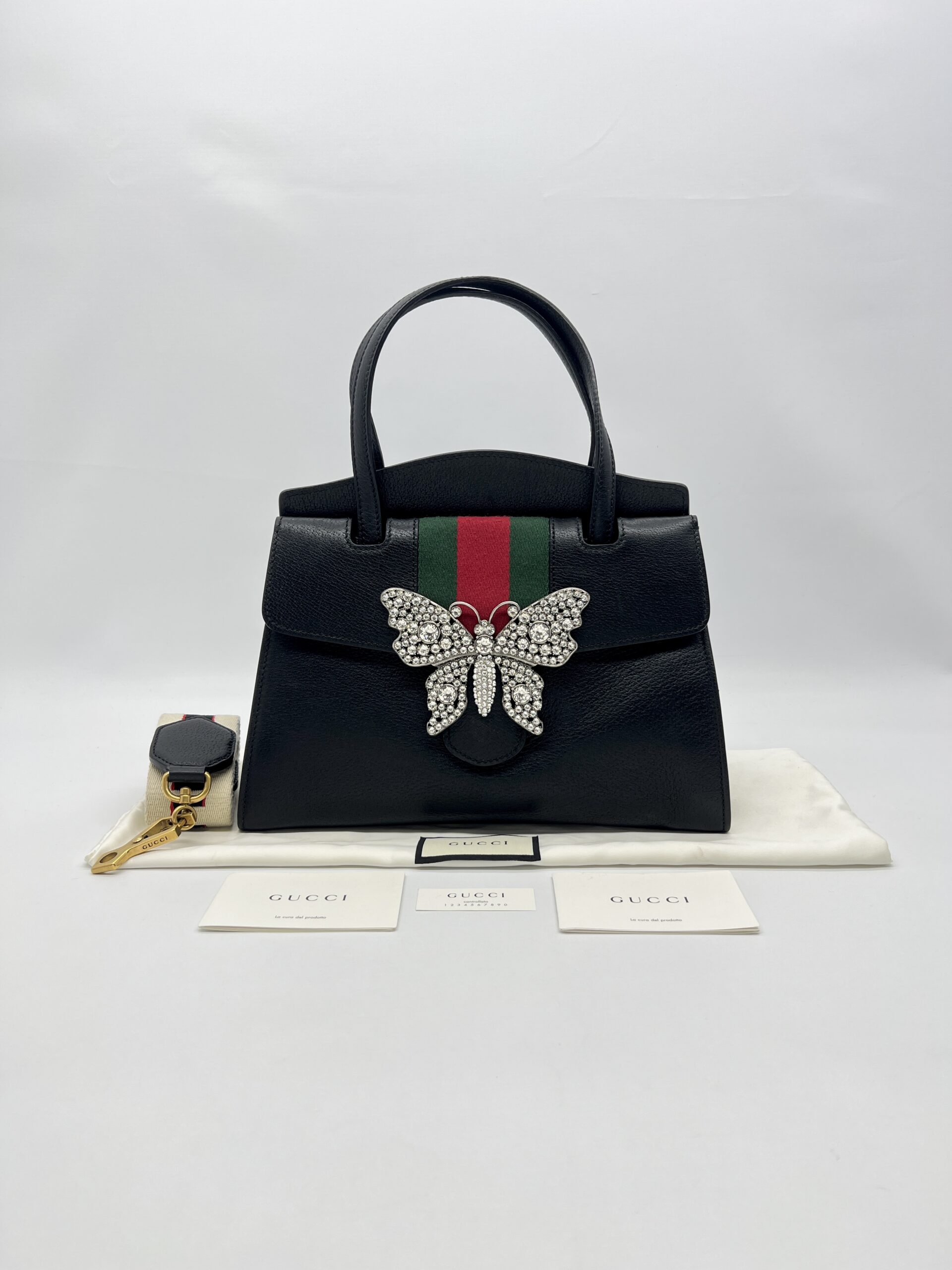 Gucci Medium Linea Totem Tote Black Web Stripe GHW