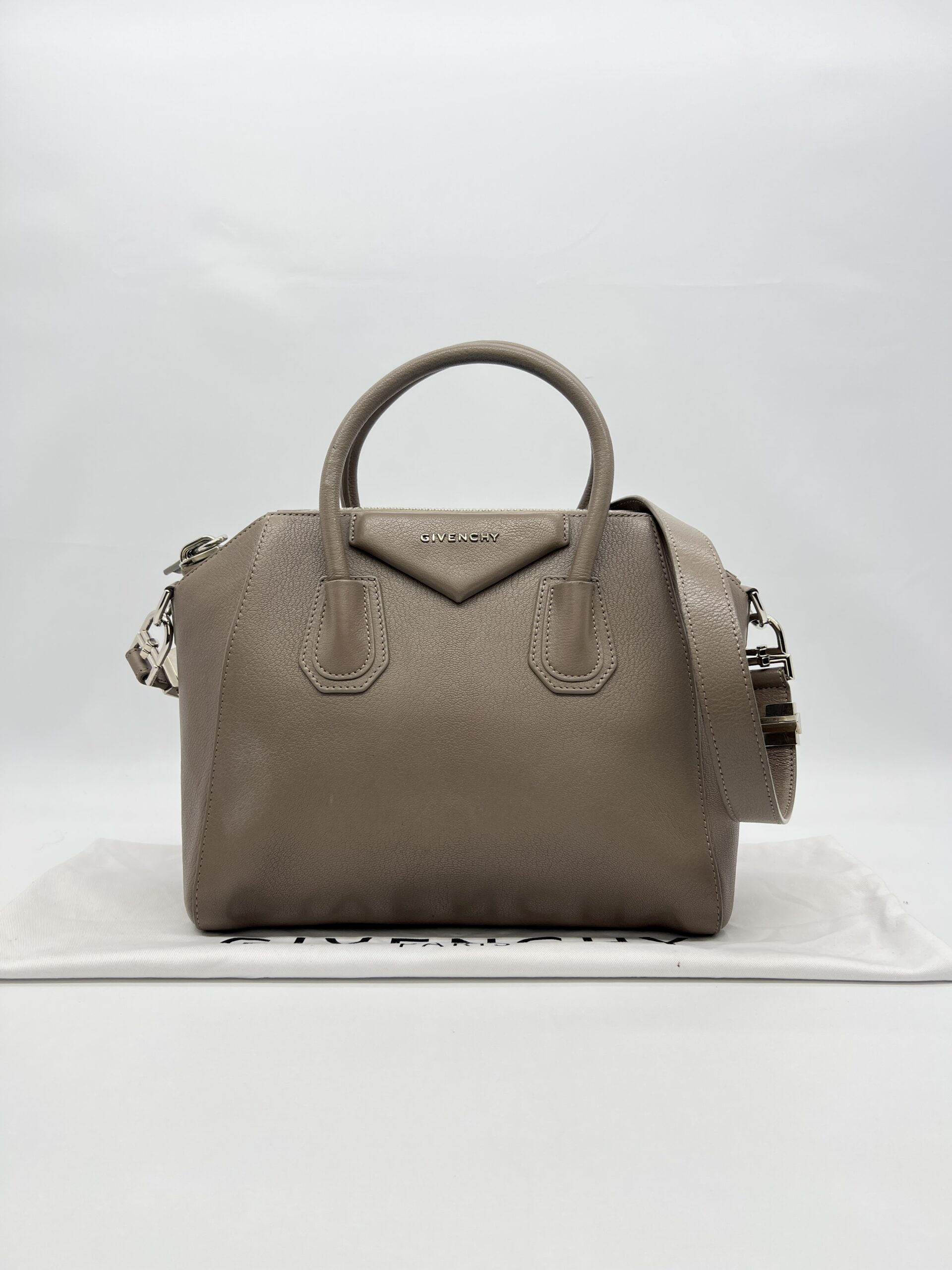 Givenchy Small Antigona Grained Taupe SHW