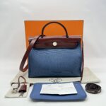 Hermes Herbag 31 Toile Militaire Bleu Agate PHW
