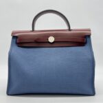 Hermes Herbag 31 Toile Militaire Bleu Agate PHW