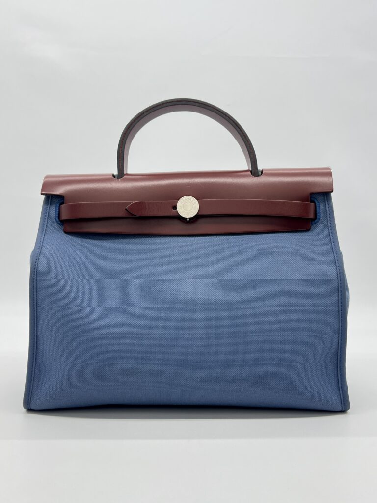 Hermes Herbag 31 Toile Militaire Bleu Agate PHW