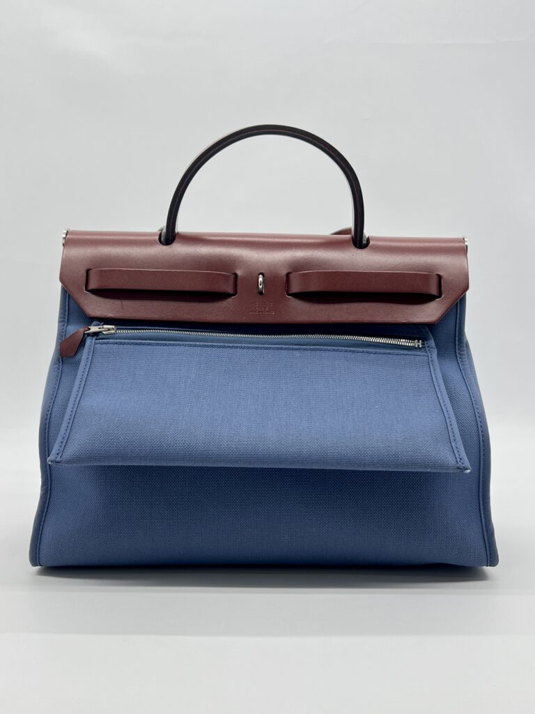 Hermes Herbag 31 Toile Militaire Bleu Agate PHW