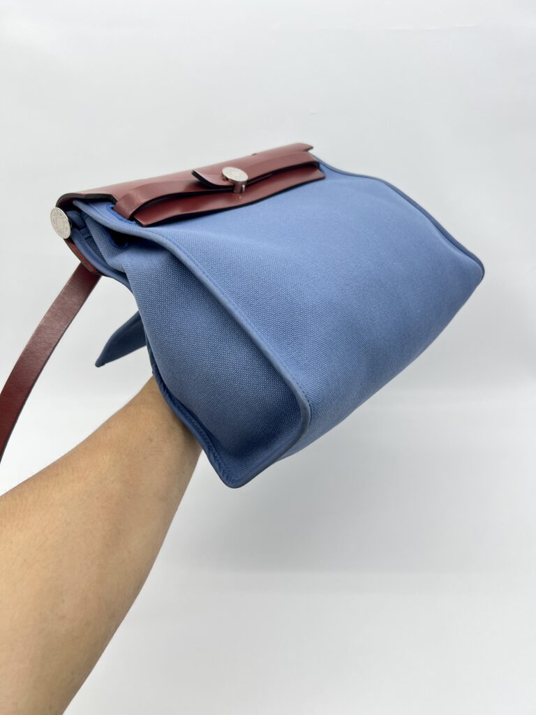 Hermes Herbag 31 Toile Militaire Bleu Agate PHW