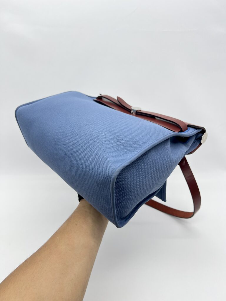 Hermes Herbag 31 Toile Militaire Bleu Agate PHW