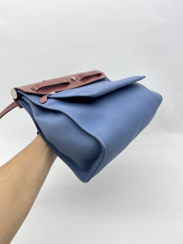 Hermes Herbag 31 Toile Militaire Bleu Agate PHW
