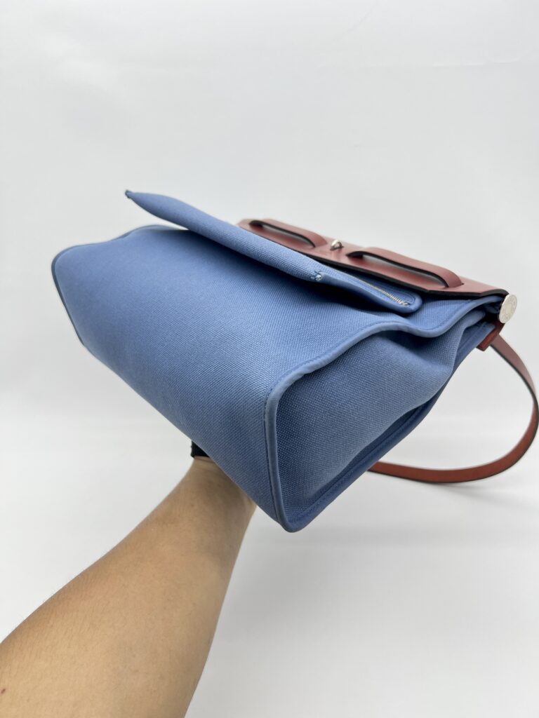 Hermes Herbag 31 Toile Militaire Bleu Agate PHW