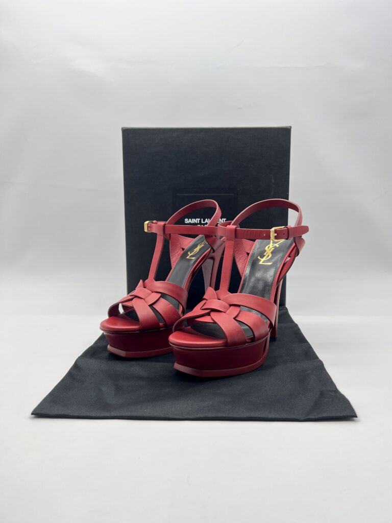 Saint Laurent Tribute Sandals Red GHW