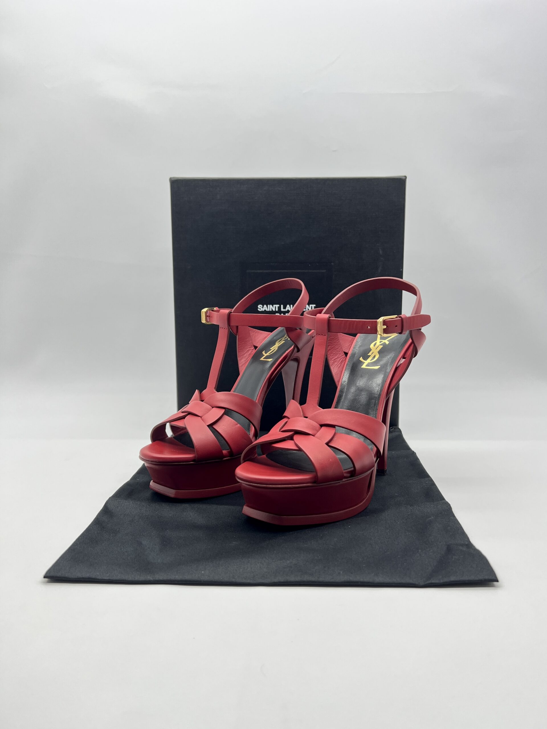 Saint Laurent Tribute Sandals Red GHW