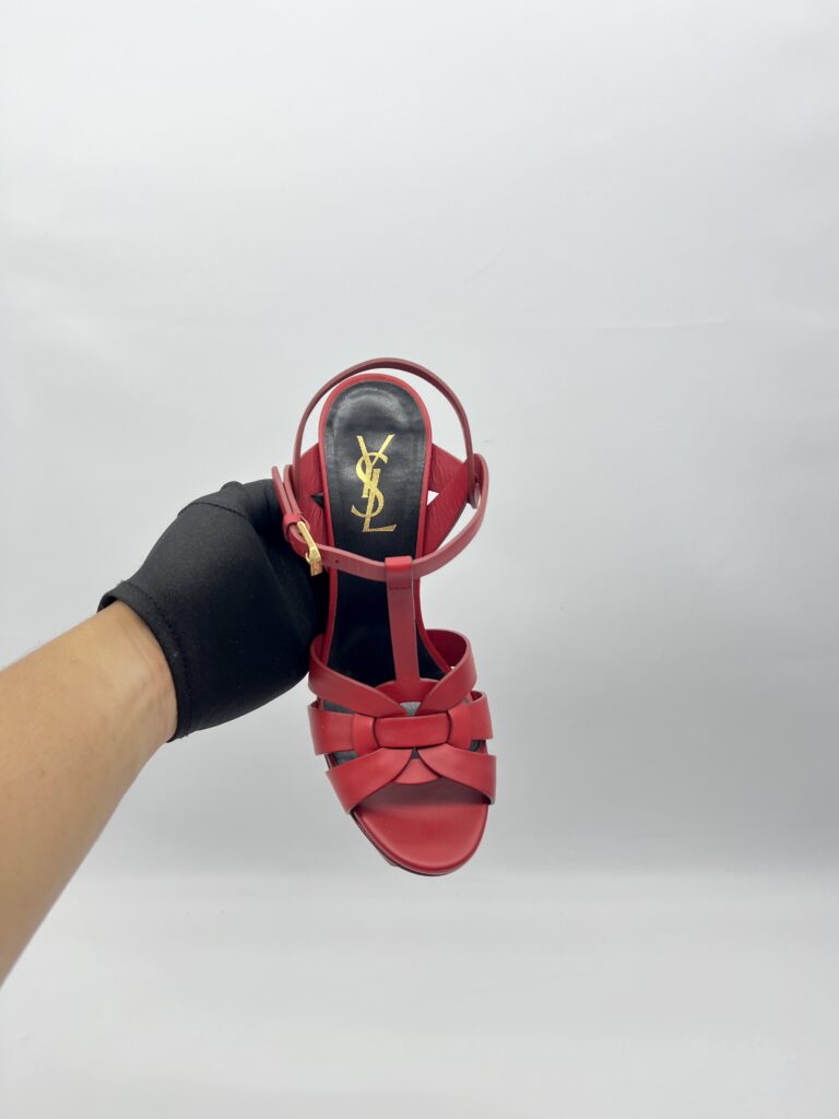 Saint Laurent Tribute Sandals Red GHW