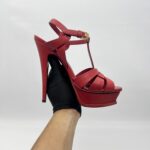 Saint Laurent Tribute Sandals Red GHW