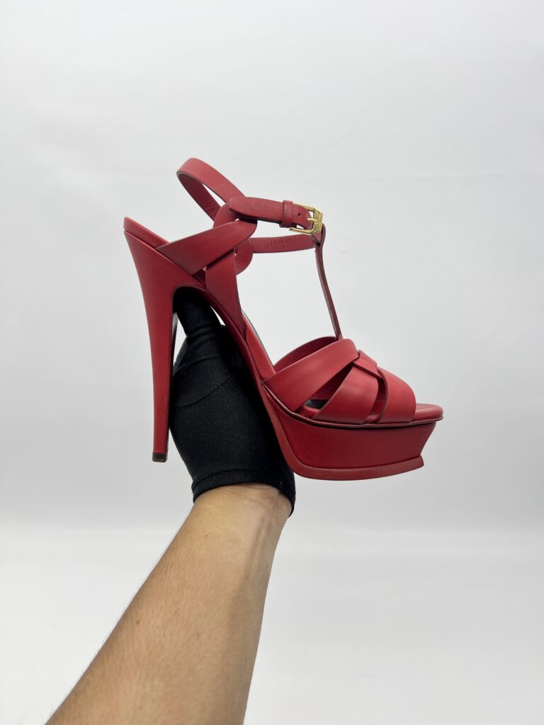 Saint Laurent Tribute Sandals Red GHW