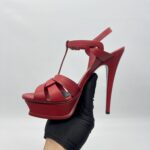 Saint Laurent Tribute Sandals Red GHW