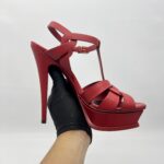 Saint Laurent Tribute Sandals Red GHW