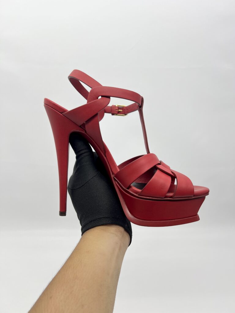 Saint Laurent Tribute Sandals Red GHW