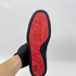 Christian Louboutin Roller Boat Slip On Toile Splash Black Red White
