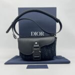 Dior Mini Saddle Messenger Bag Canvas Oblique Black