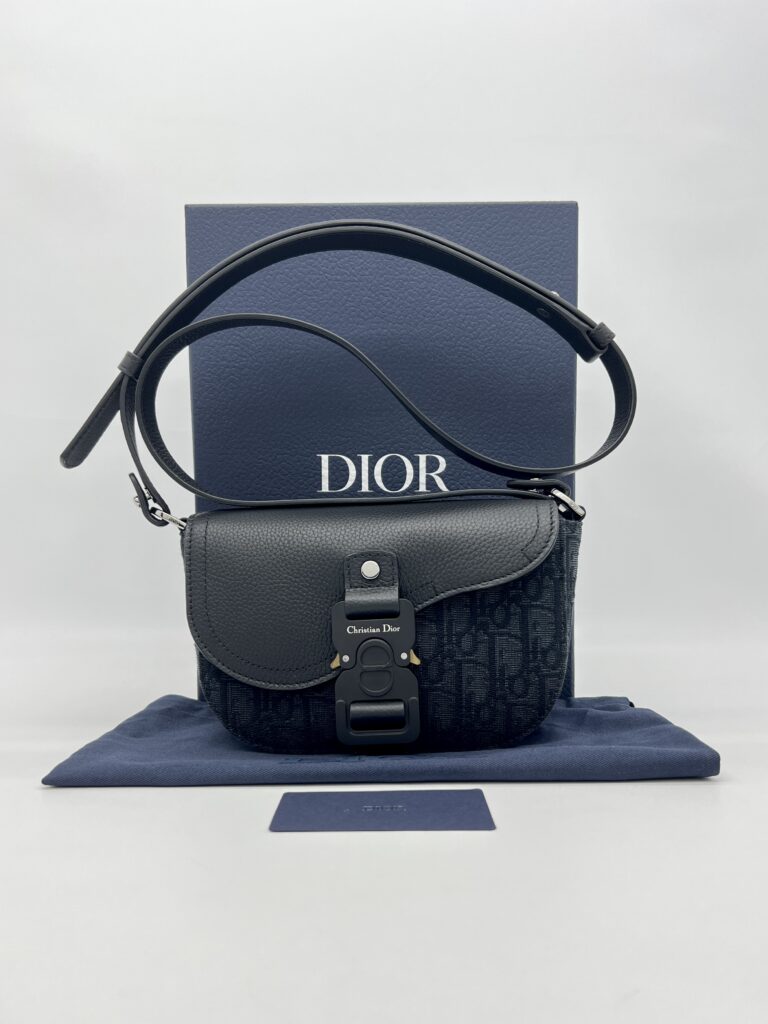 Dior Mini Saddle Messenger Bag Canvas Oblique Black