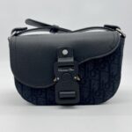 Dior Mini Saddle Messenger Bag Canvas Oblique Black