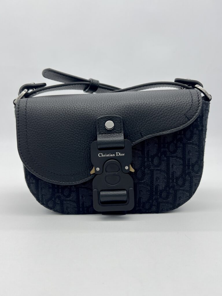 Dior Mini Saddle Messenger Bag Canvas Oblique Black