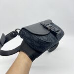 Dior Mini Saddle Messenger Bag Canvas Oblique Black