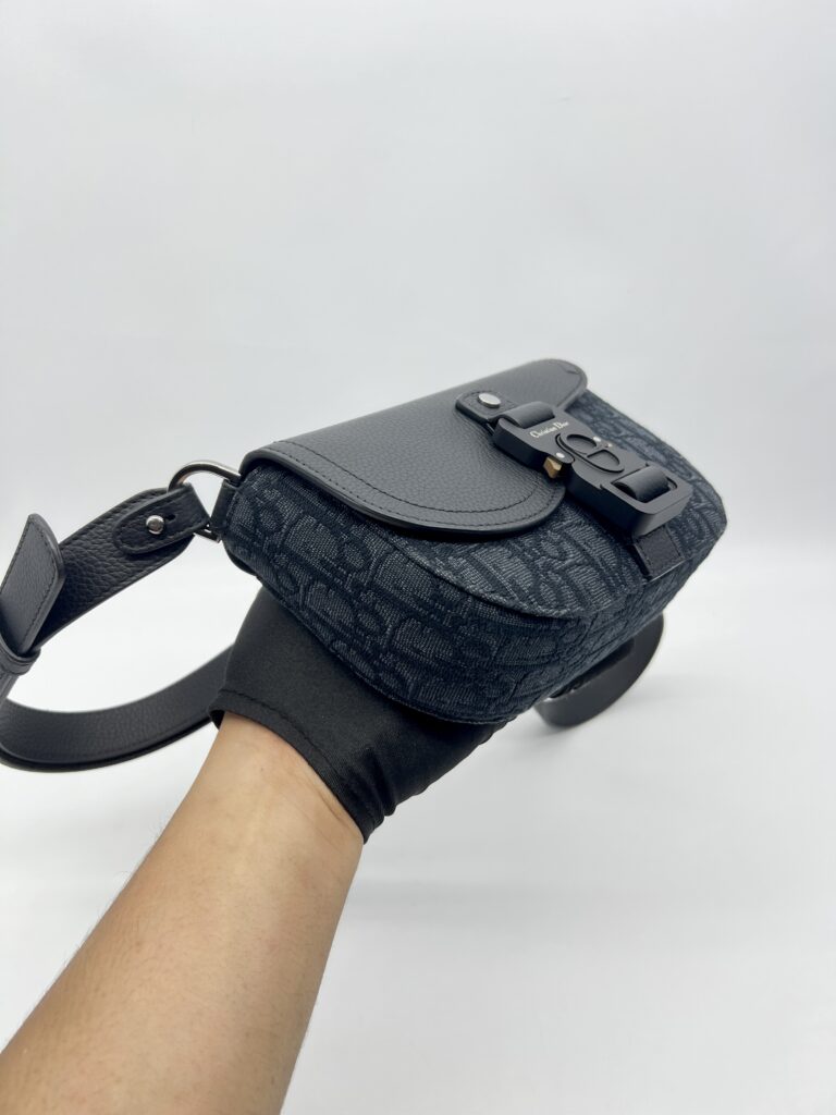Dior Mini Saddle Messenger Bag Canvas Oblique Black