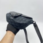 Dior Mini Saddle Messenger Bag Canvas Oblique Black