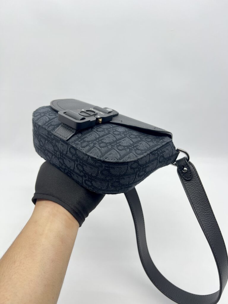 Dior Mini Saddle Messenger Bag Canvas Oblique Black
