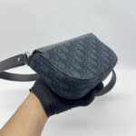 Dior Mini Saddle Messenger Bag Canvas Oblique Black