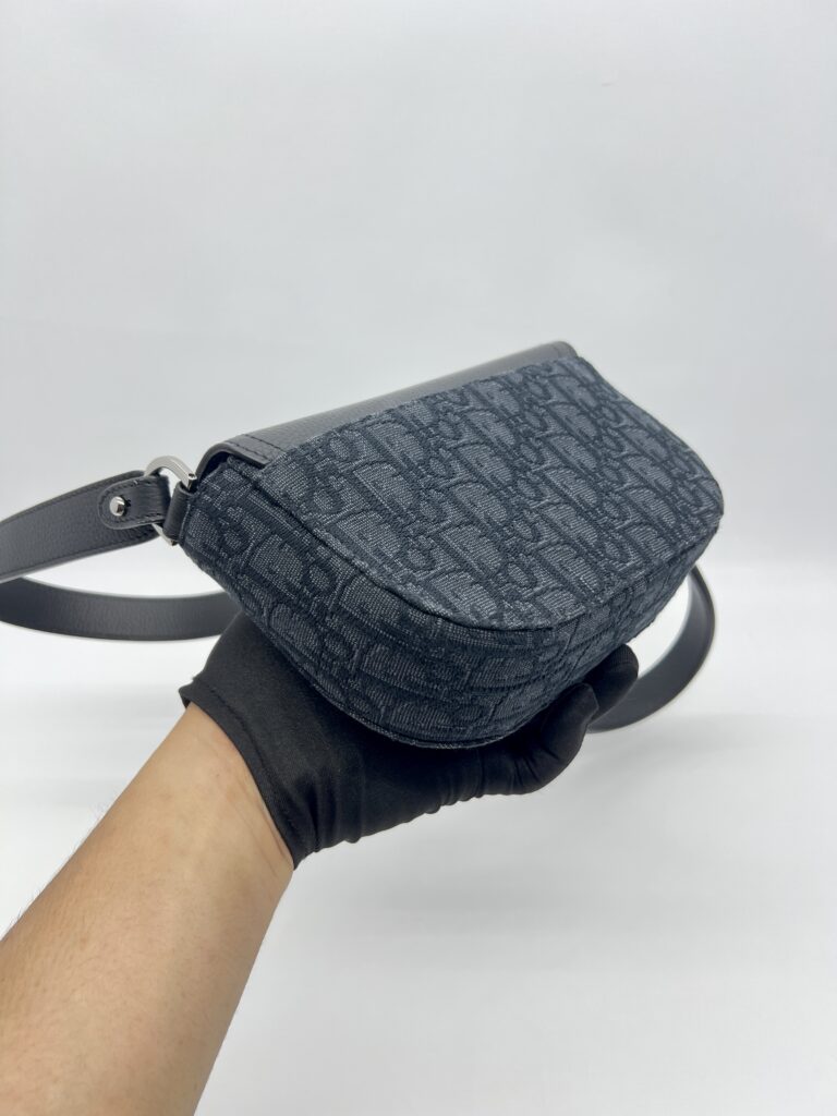 Dior Mini Saddle Messenger Bag Canvas Oblique Black