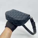 Dior Mini Saddle Messenger Bag Canvas Oblique Black