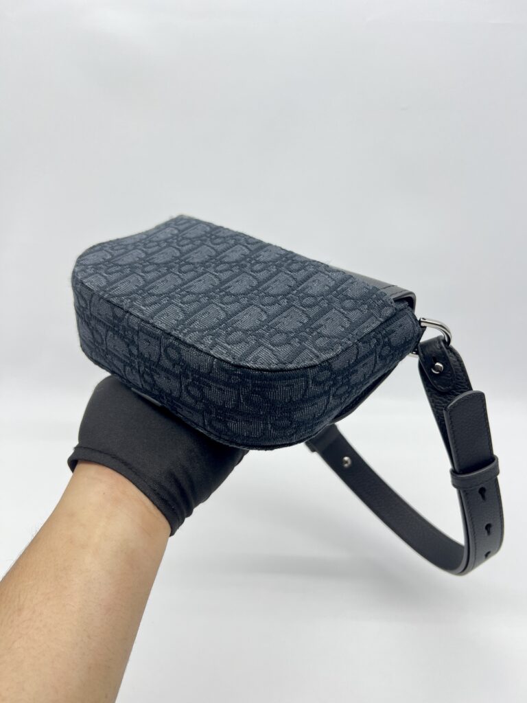 Dior Mini Saddle Messenger Bag Canvas Oblique Black