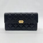 Chanel Boy Long Wallet Black Caviar GHW