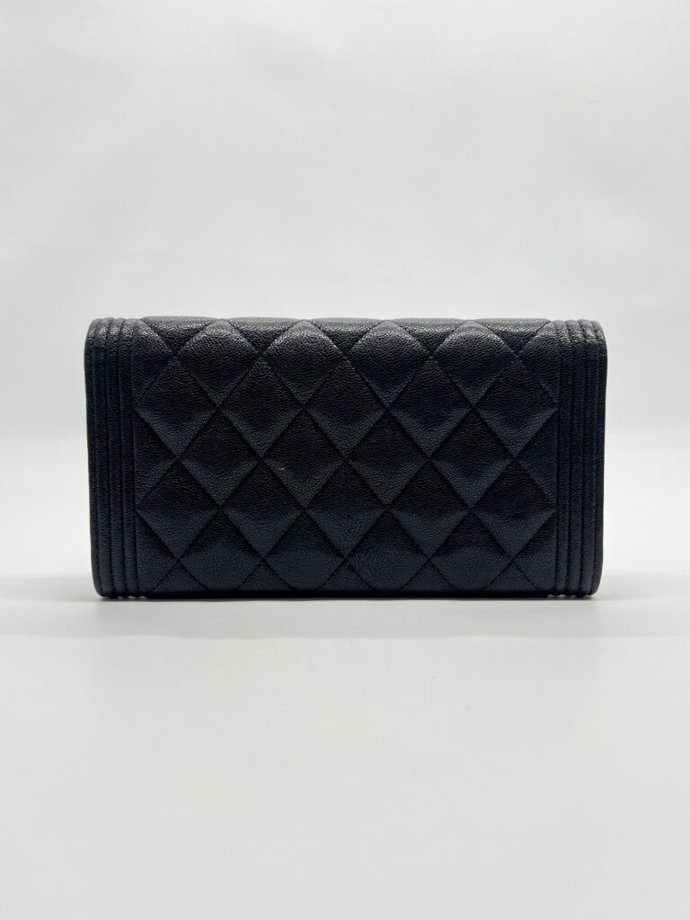 Chanel Boy Long Wallet Black Caviar GHW