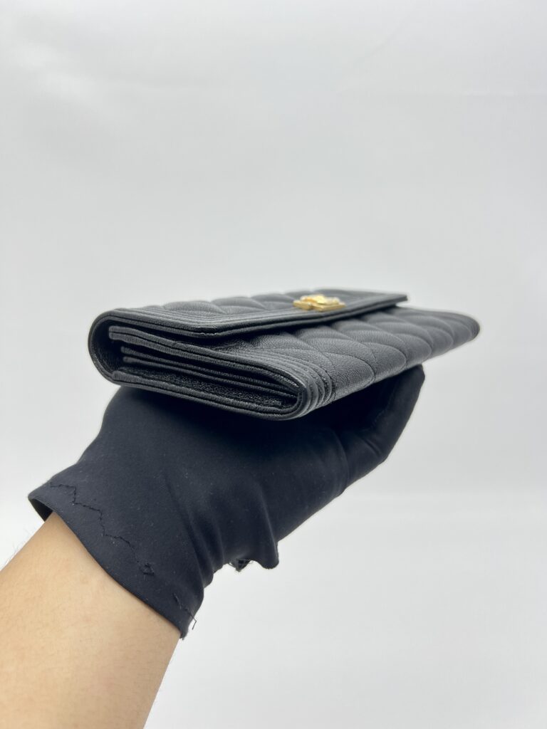 Chanel Boy Long Wallet Black Caviar GHW