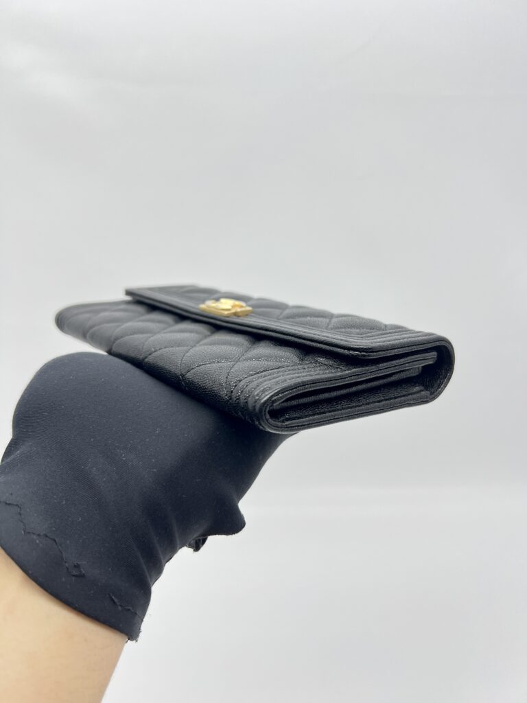 Chanel Boy Long Wallet Black Caviar GHW