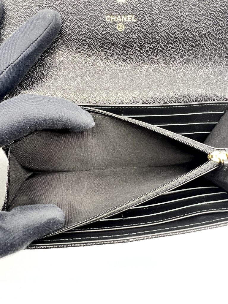 Chanel Boy Long Wallet Black Caviar GHW