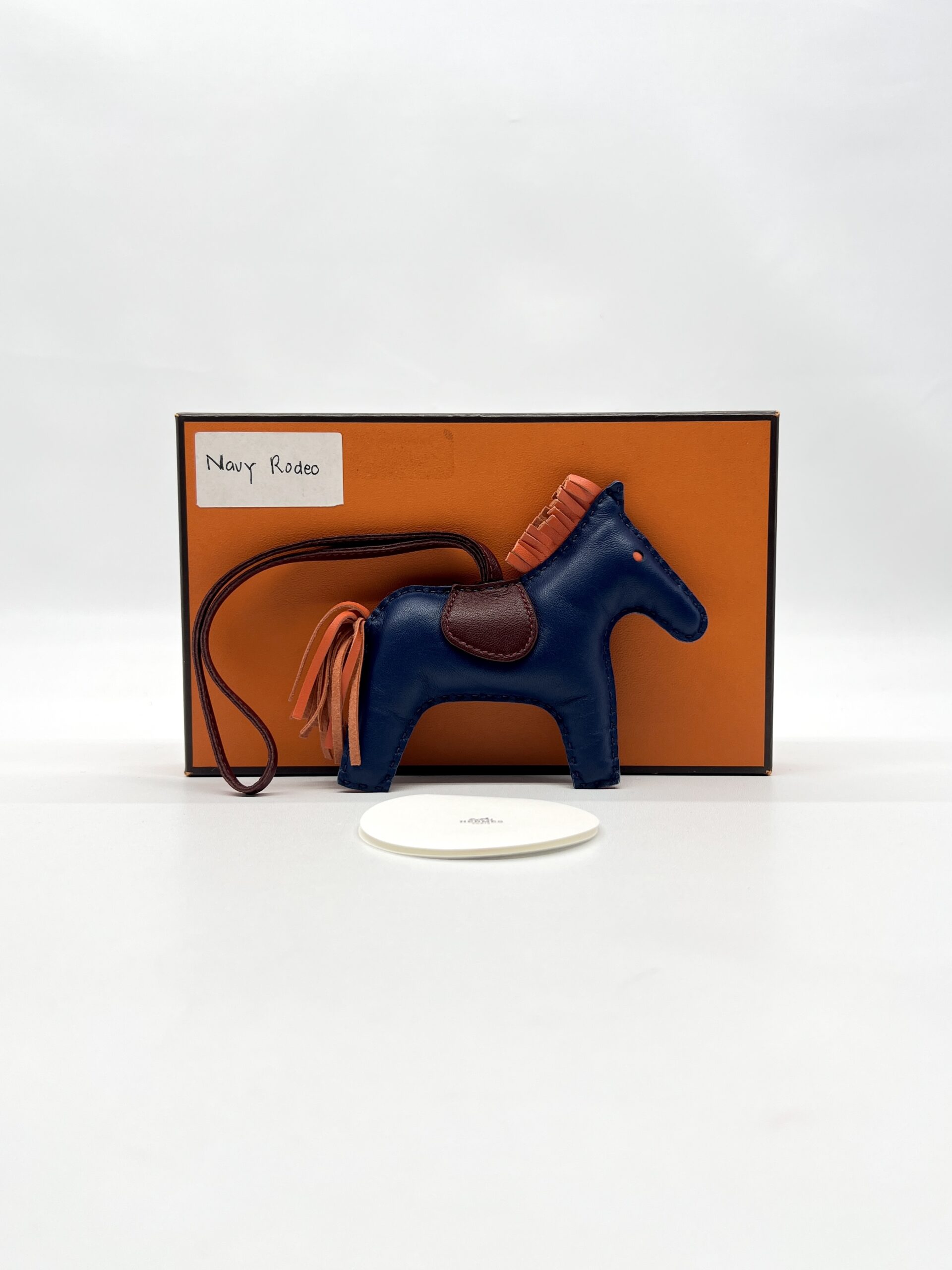 Hermes Rodeo Charm Navy Blue Orange