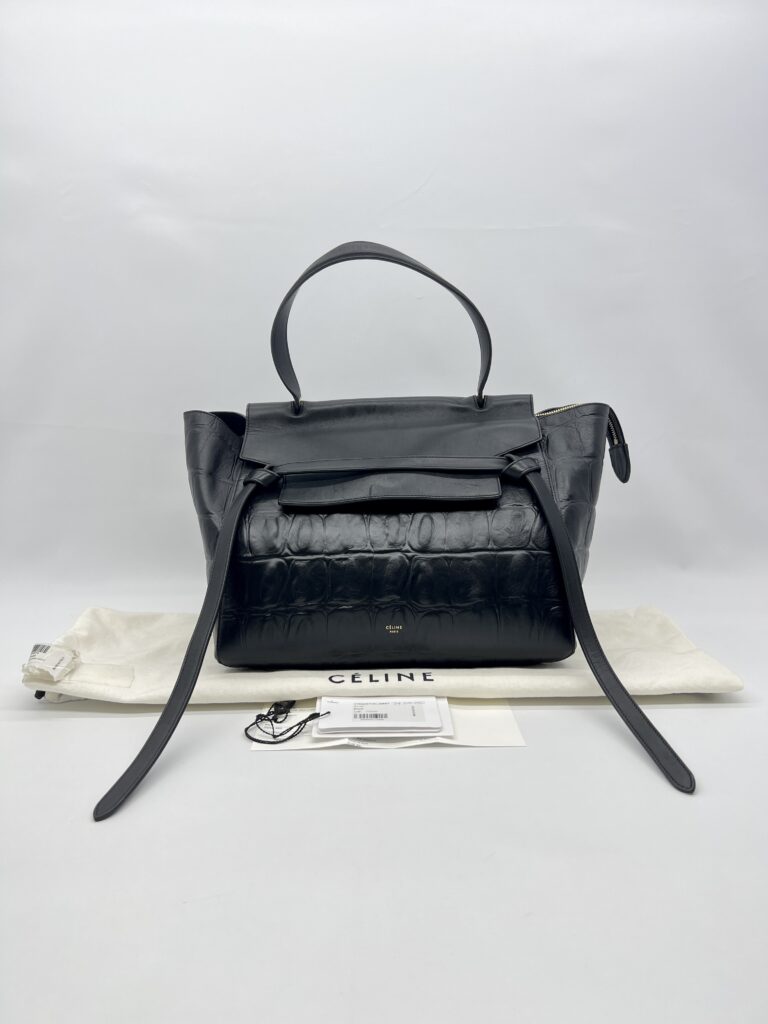 Celine Mini Belt Bag Croco Embossed Black GHW