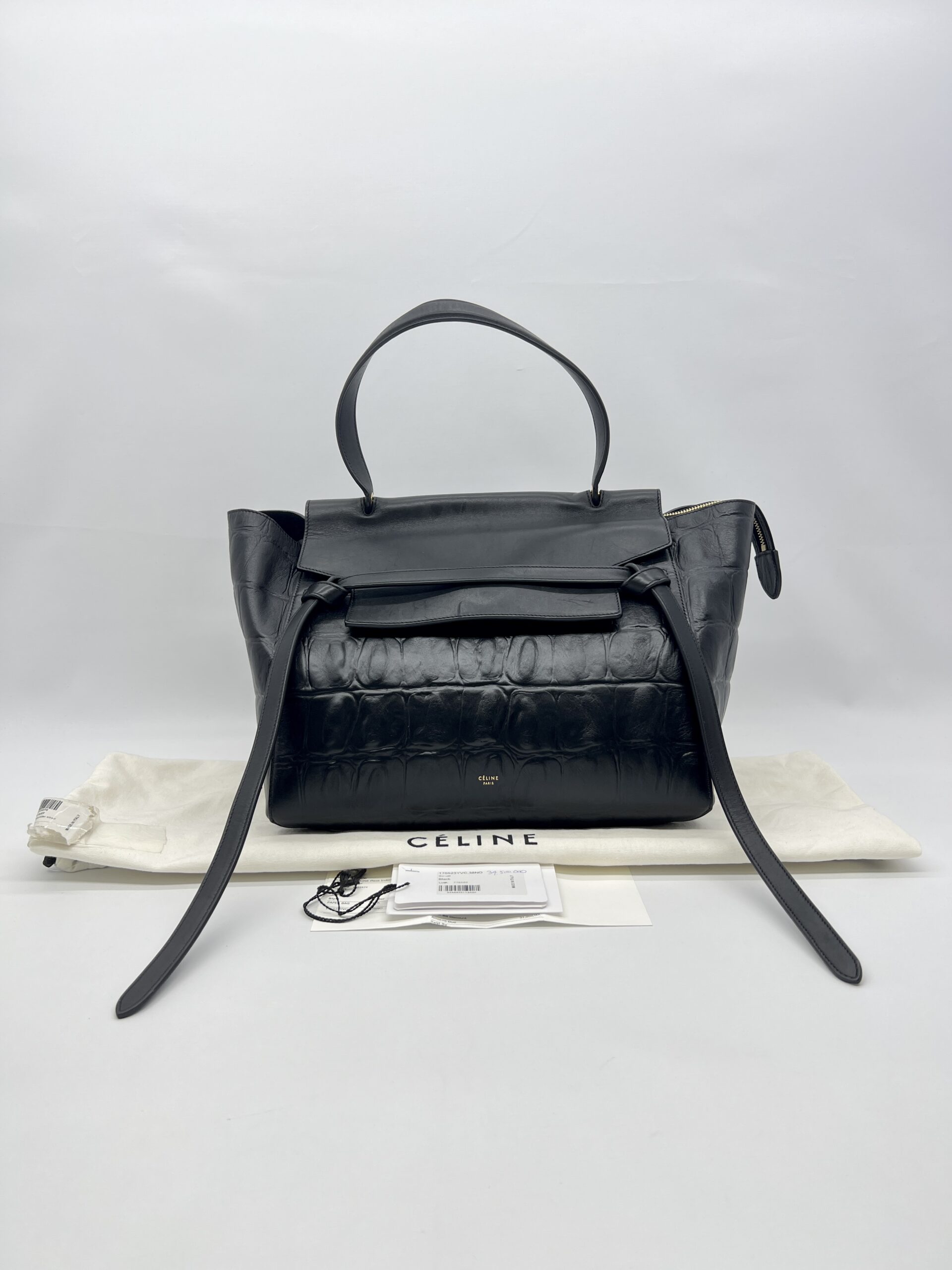 Celine Mini Belt Bag Croco Embossed Black GHW