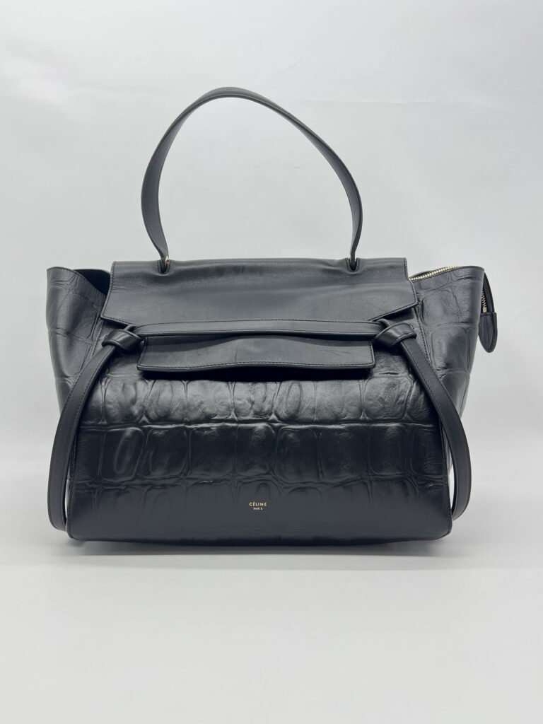 Celine Mini Belt Bag Croco Embossed Black GHW