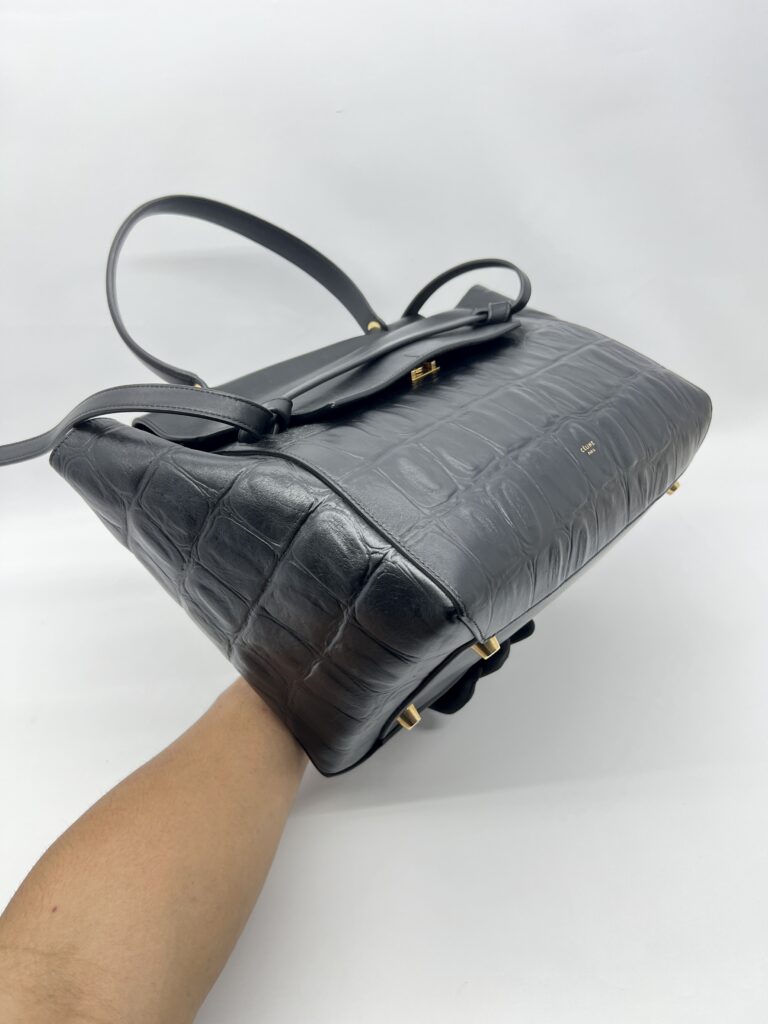 Celine Mini Belt Bag Croco Embossed Black GHW