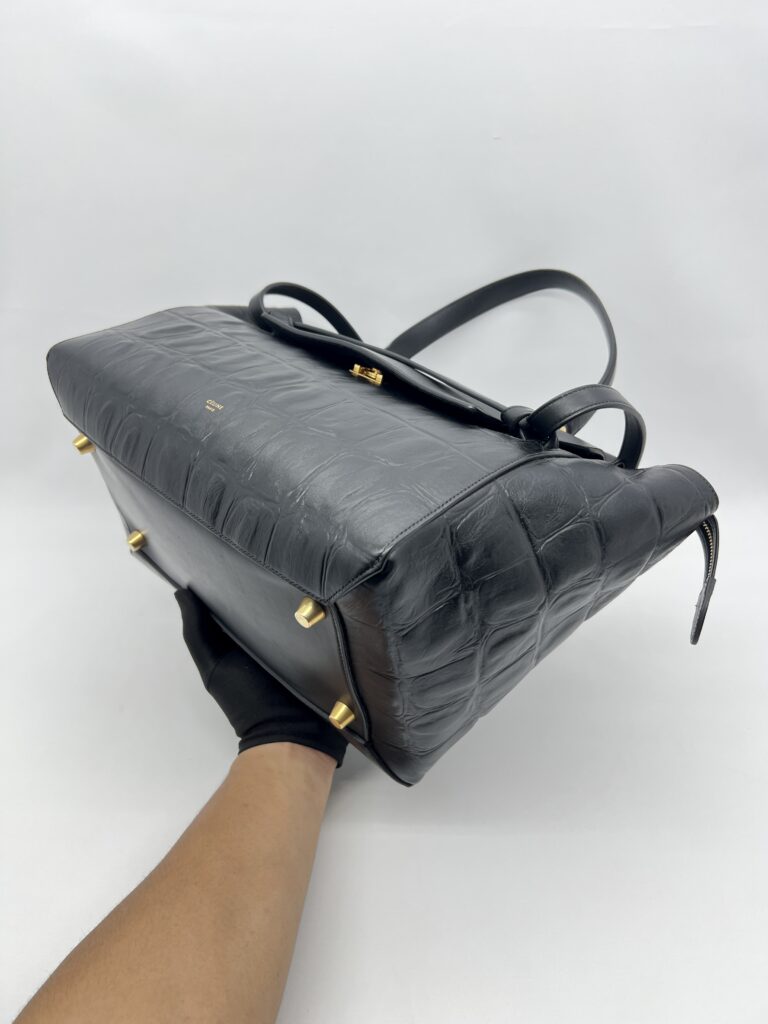 Celine Mini Belt Bag Croco Embossed Black GHW