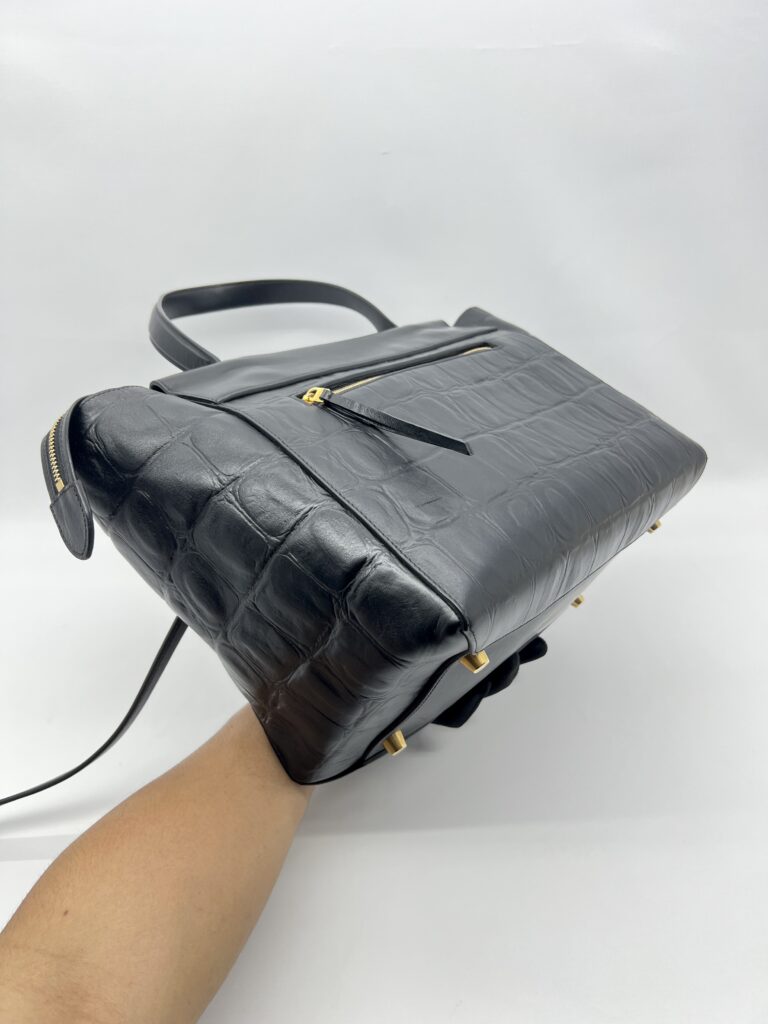 Celine Mini Belt Bag Croco Embossed Black GHW