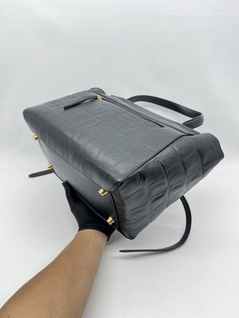 Celine Mini Belt Bag Croco Embossed Black GHW