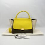 Celine Trapeze Medium Yellow Beige GHW