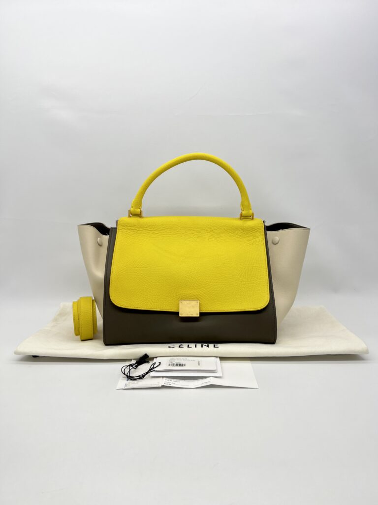 Celine Trapeze Medium Yellow Beige GHW